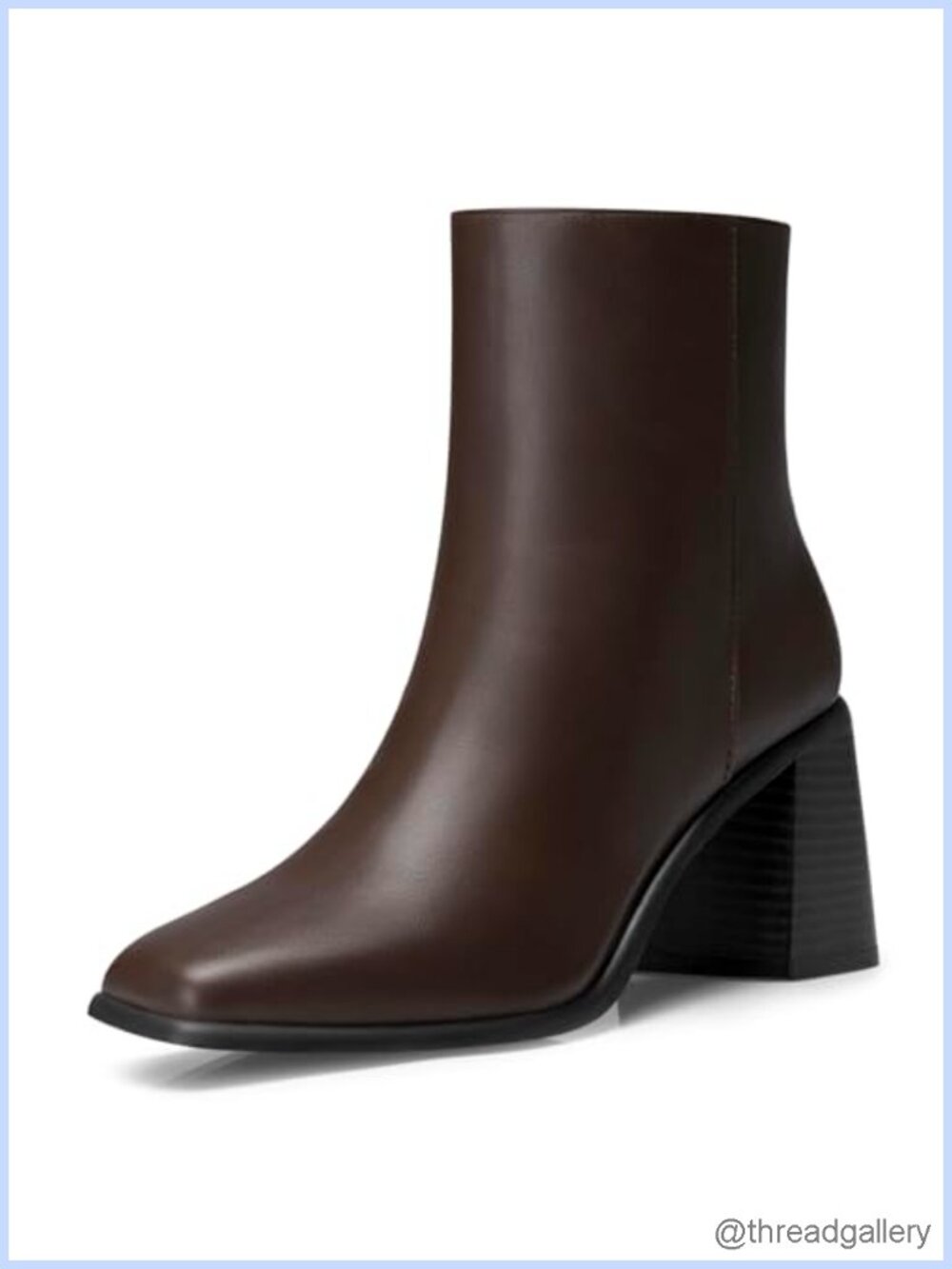 Faux Leather Ankle Booties Chunky Heel Comfortable Zip-Up Boots